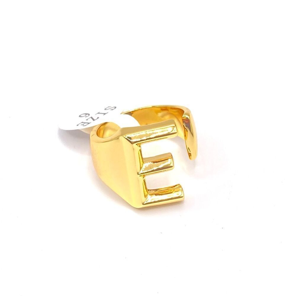 Maximalist Gold Ring Initial E Cuff Ring Size 6